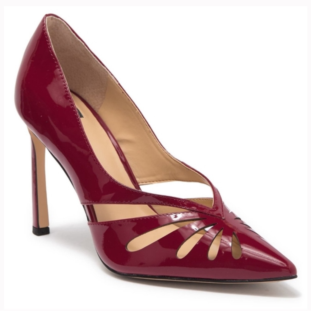 ZAC POSEN YAEL LASER-CUT PATENT LEATHER PUMP IN BLOODSTONE RED WOMEN’S 7